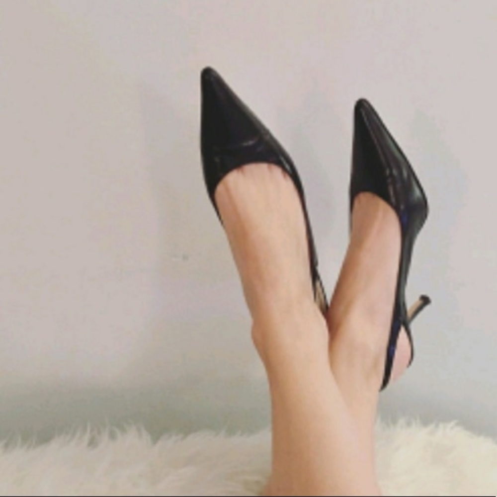 Coach Black Alena Slingback Pointed Toe Pumps | 10